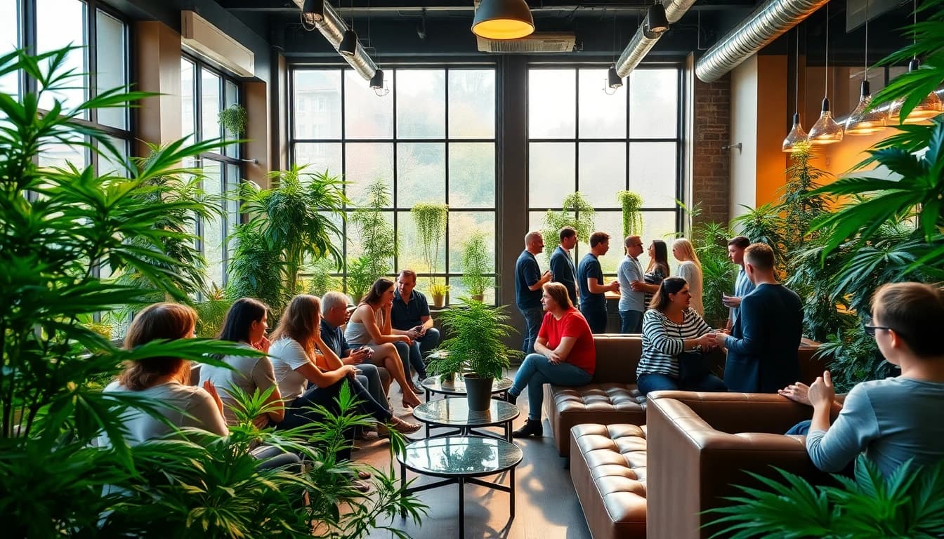 Genießen Sie die entspannte Atmosphäre im cannabis club hamburg mit lebhaften Interaktionen.