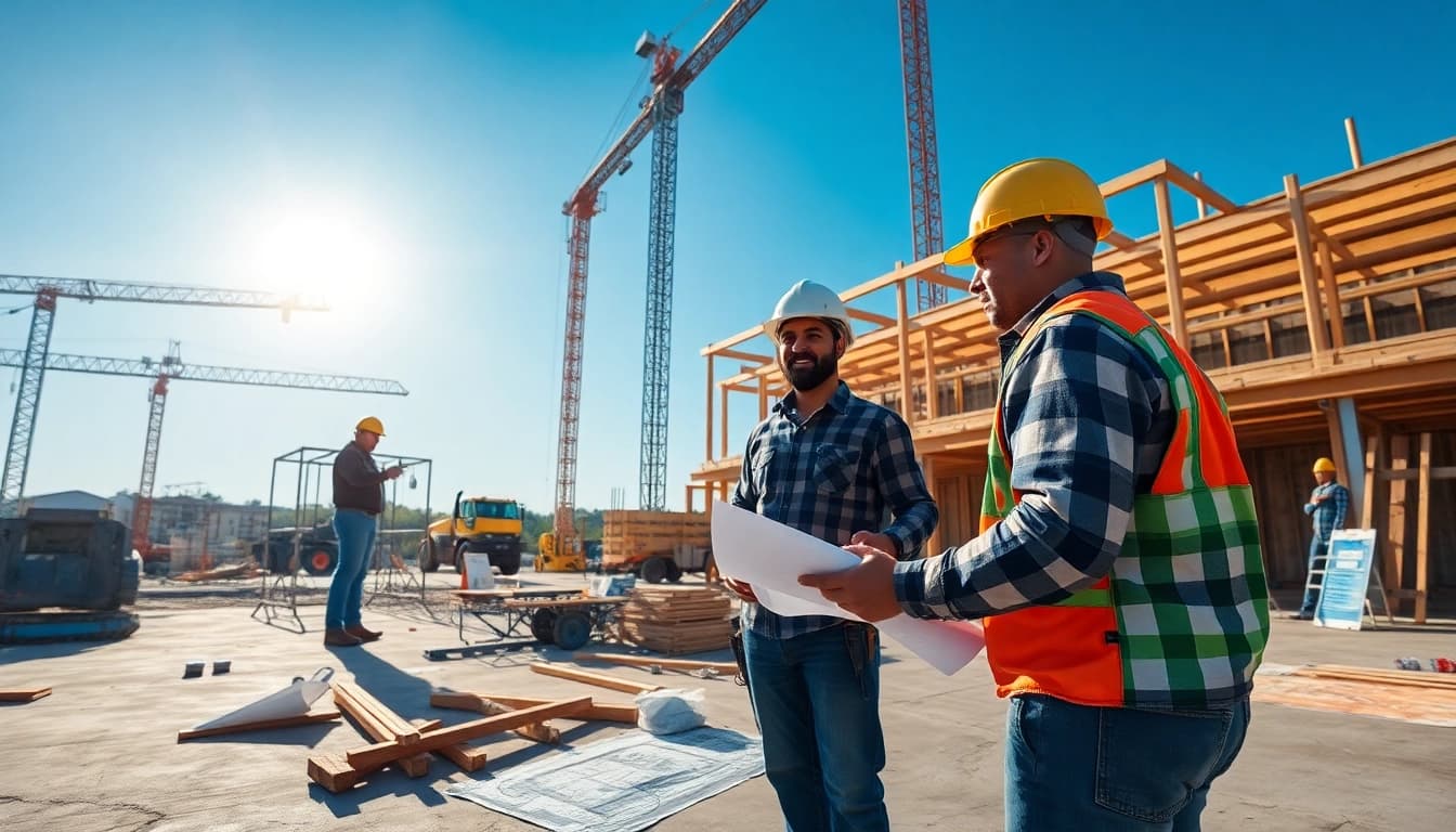 Showcasing collaboration in the construction association north carolina through professionals on-site.