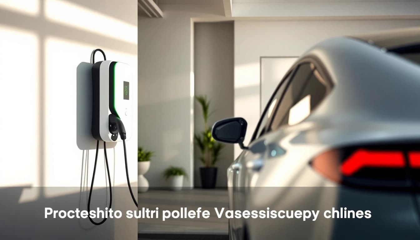 Showcasing the QIAO EV charger plugged into an electric vehicle in a modern garage setting.