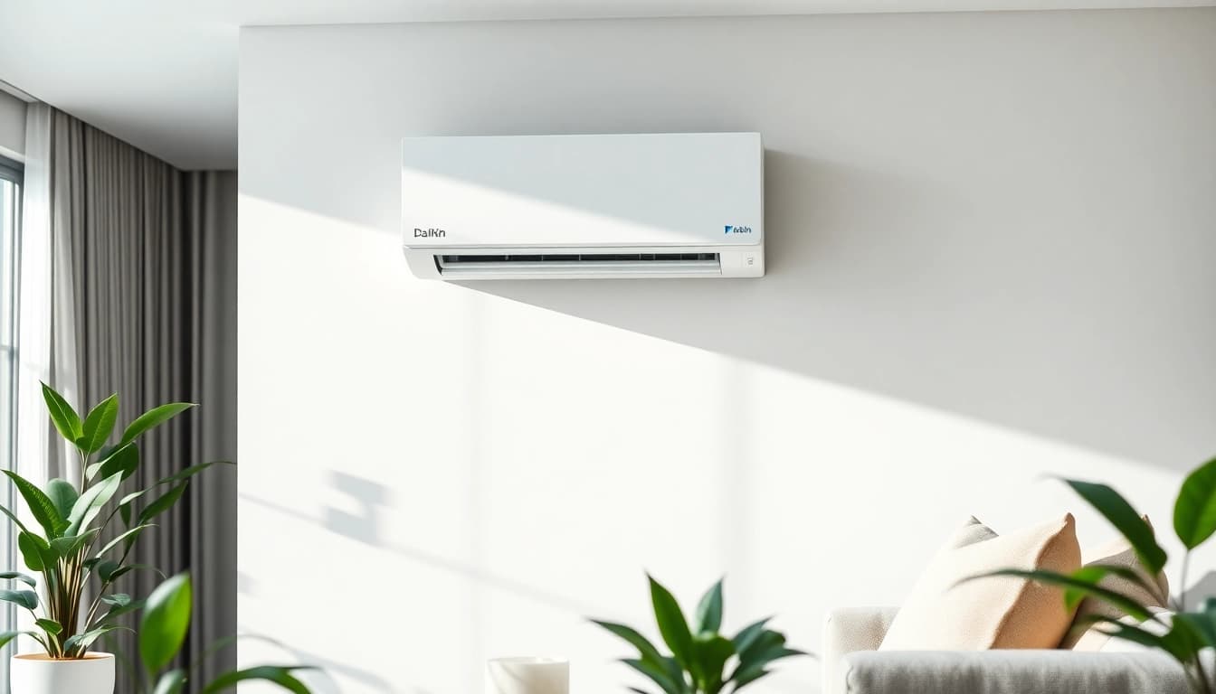 Install a Daikin mini split AC for efficient cooling in a stylish living room.