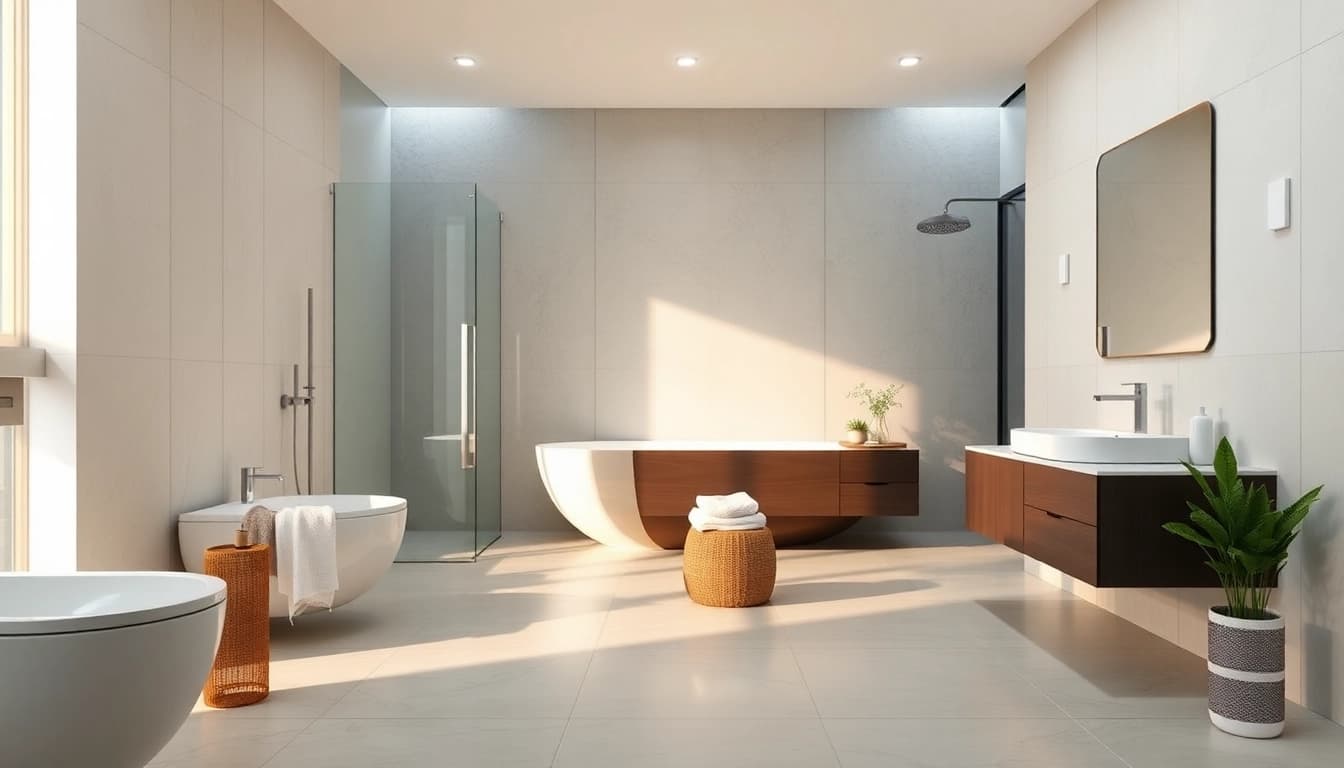 Gestaltung von sonni sanitär im modernen Badezimmer mit eleganten Armaturen und frischen Handtüchern.