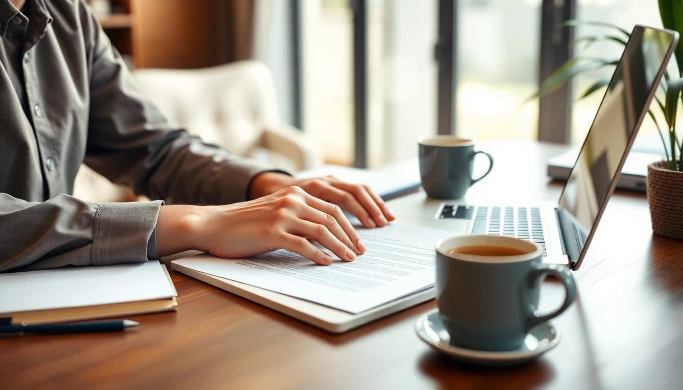 Crafting an effective Cover Letter at a desk, showcasing professionalism and focus.