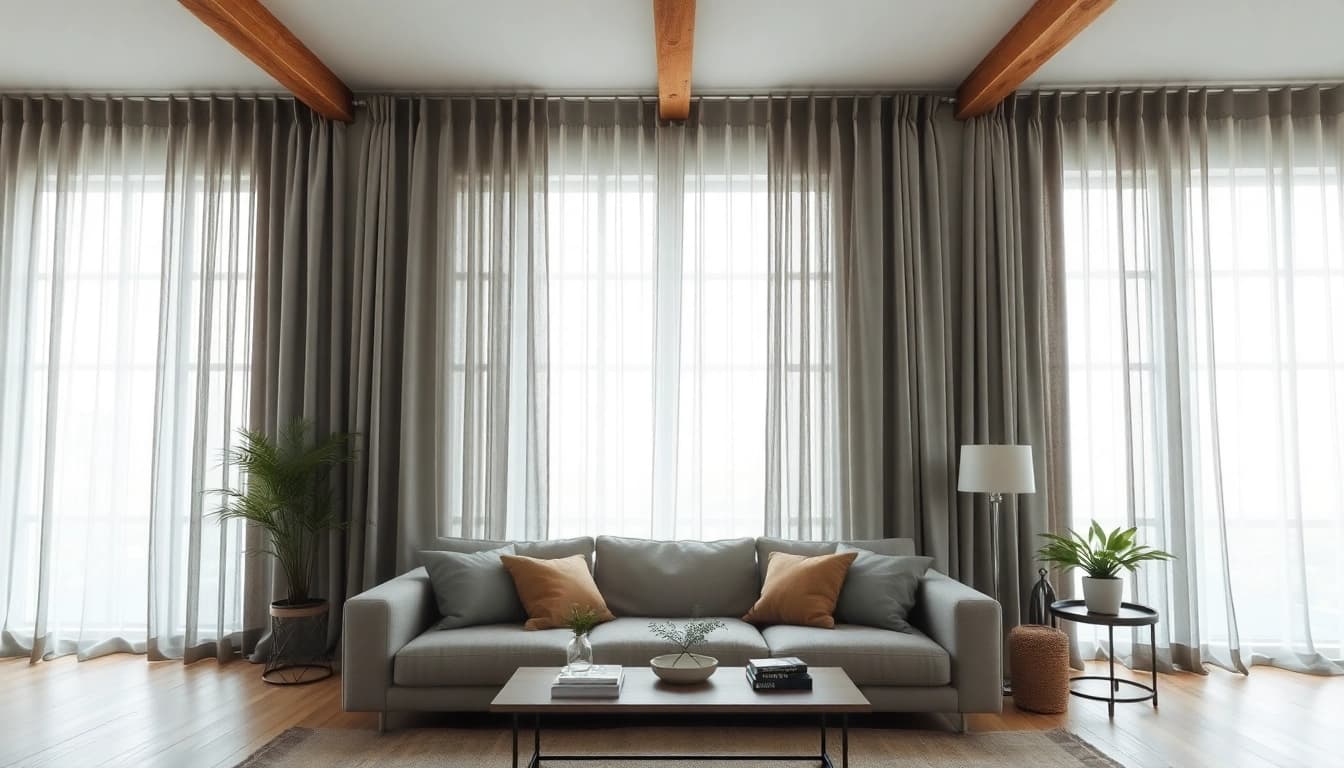Verduisterende gordijnen creëren een stijlvolle uitstraling in een gezellige woonkamer.