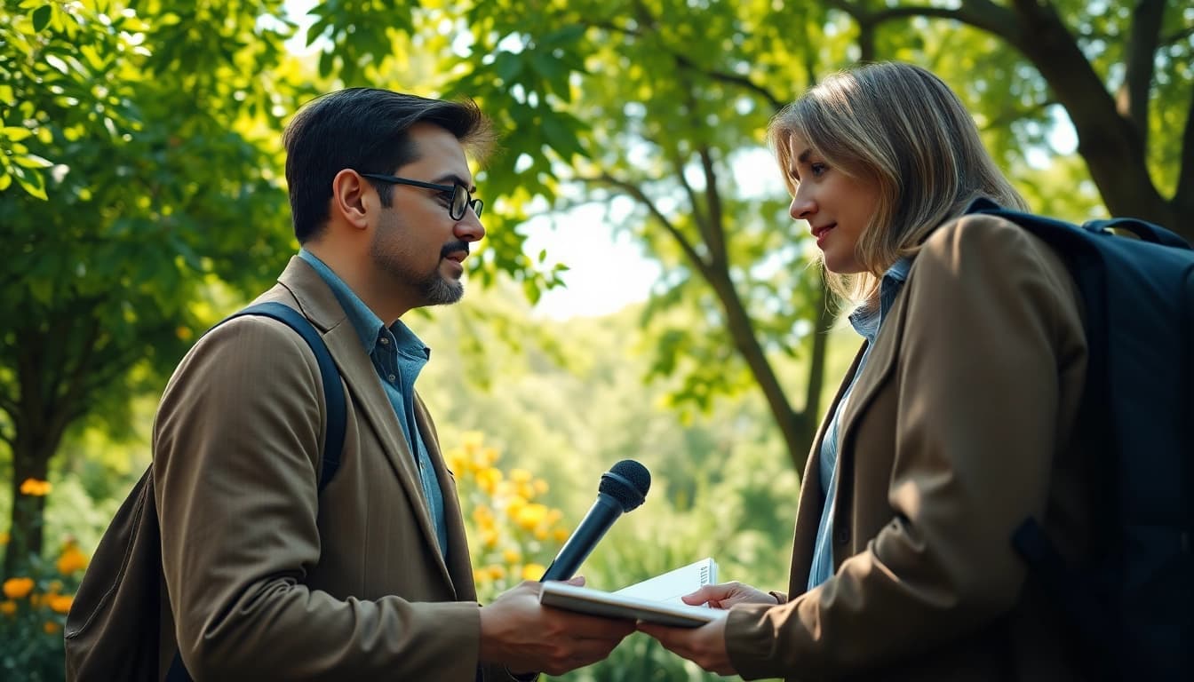 Engaging interview scene at https://www.unsustainablemagazine.com focused on sustainability discussions.
