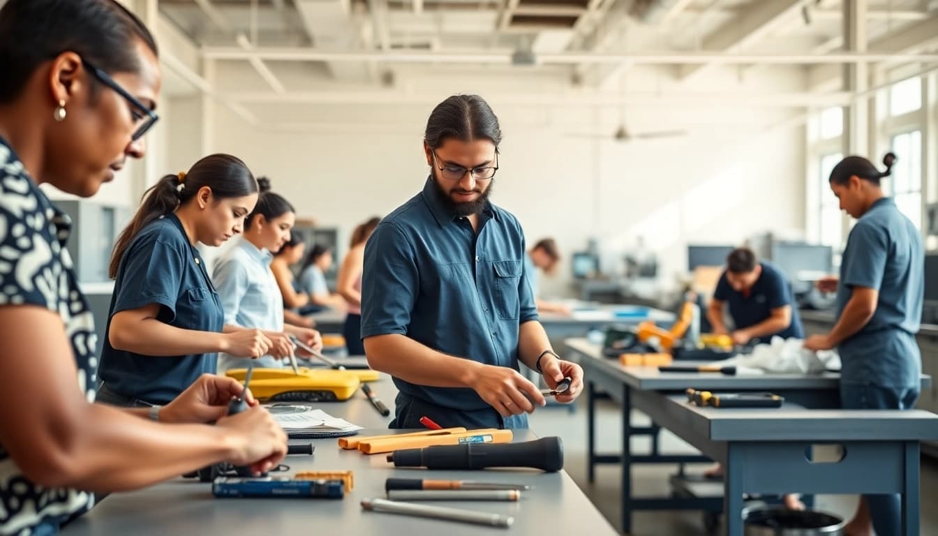 Students gaining hands-on experience at hawaii trade schools, exhibiting vocational skills training.