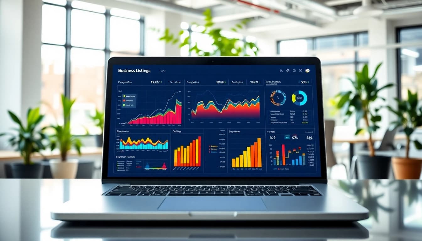 Optimize your Biz Listings with vibrant visuals and engaging data in a modern workspace.