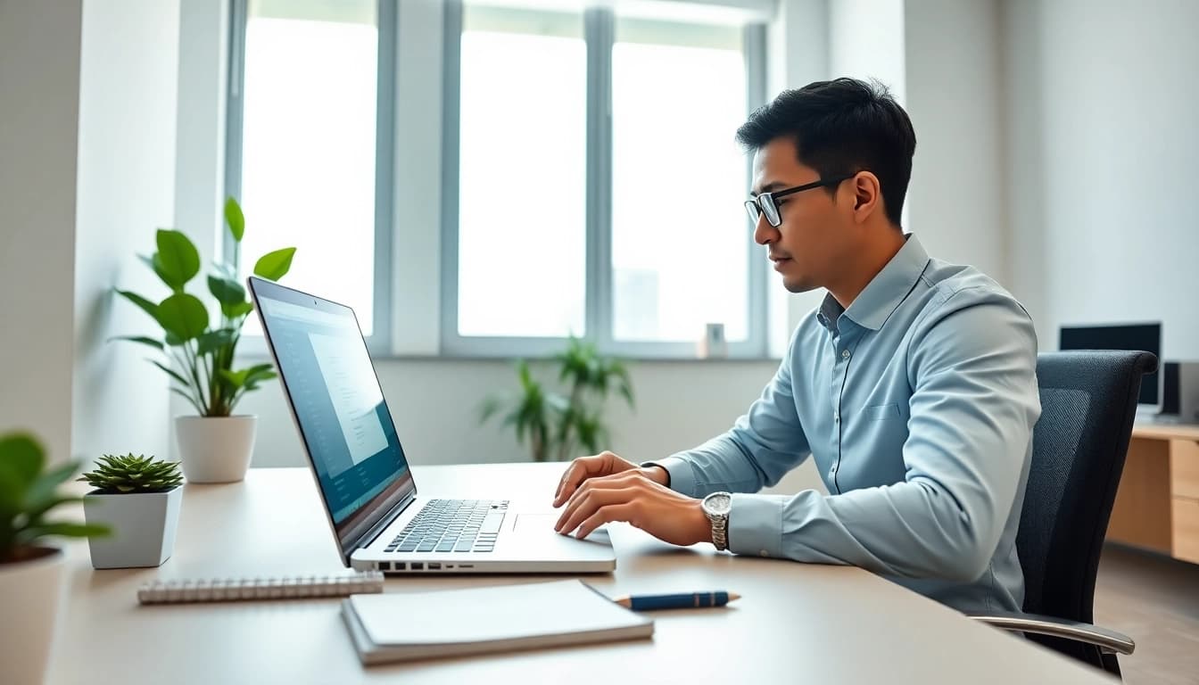 User leveraging WPS office下载 in a modern office setting for efficient document management.