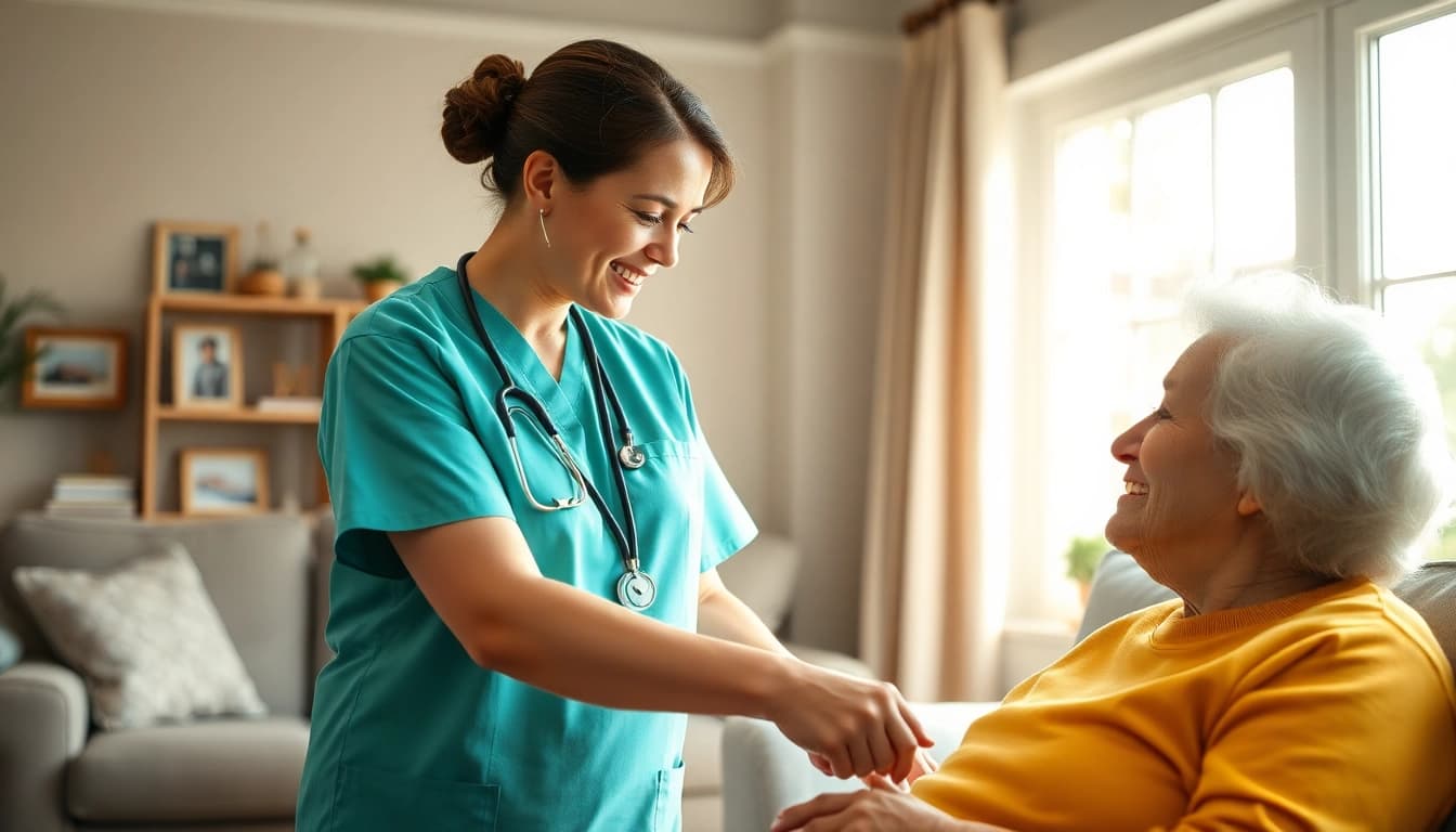 Enhancing respite care austin tx through compassionate caregiver interactions in a cozy home.