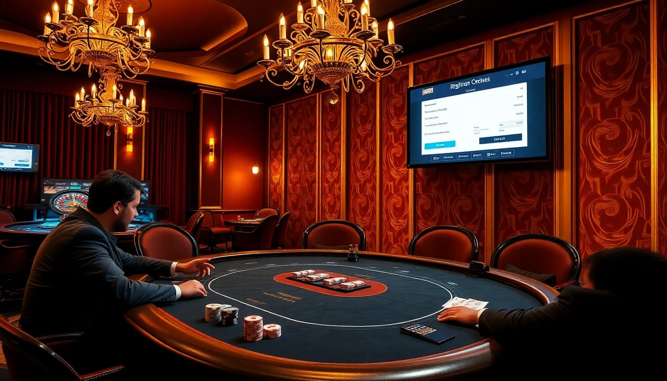 Players engaging in a professional poker game while focusing on নিবন্ধন করুন for exciting tournaments and bets.