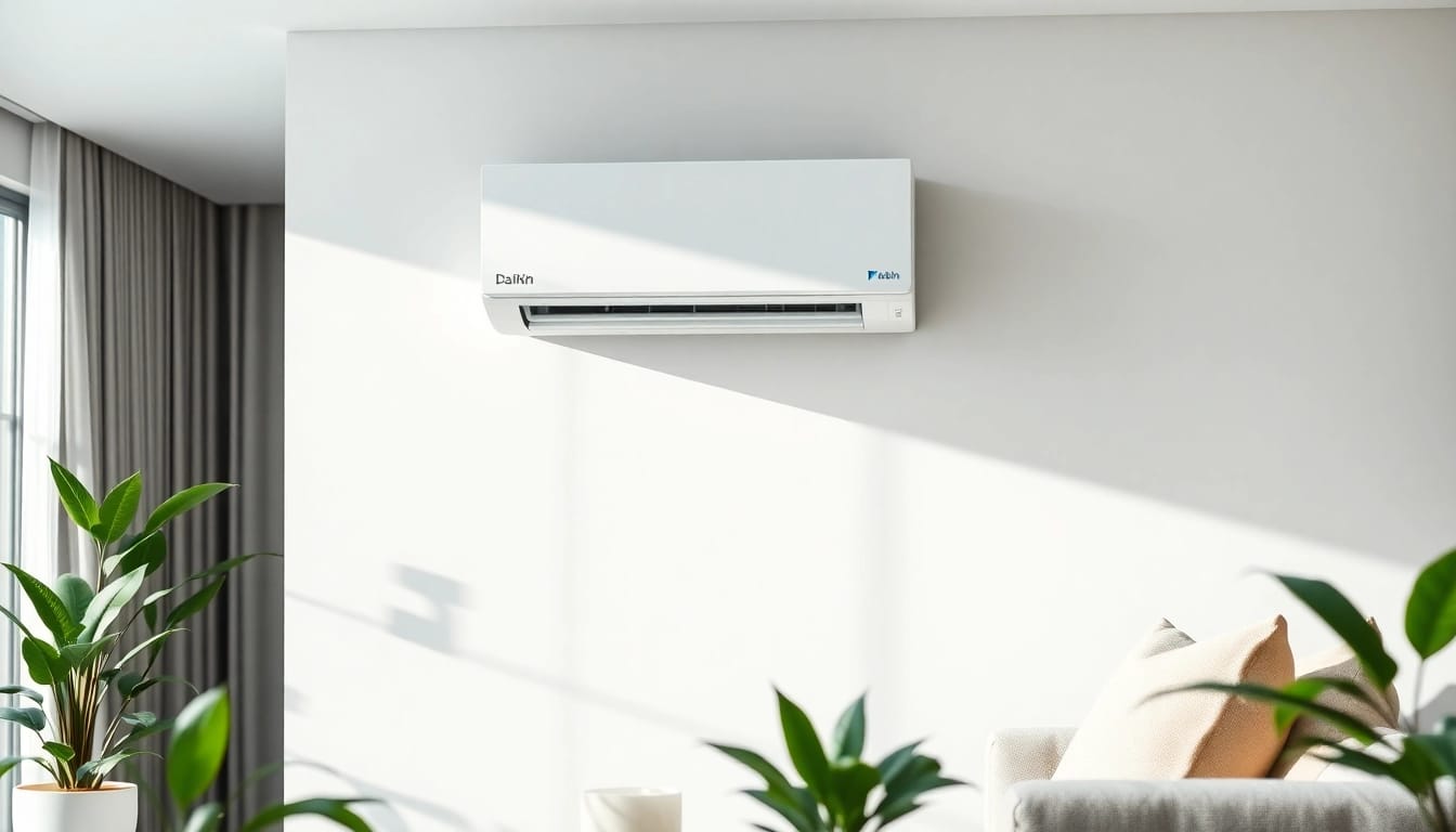 Install a Daikin mini split AC for efficient cooling in a stylish living room.