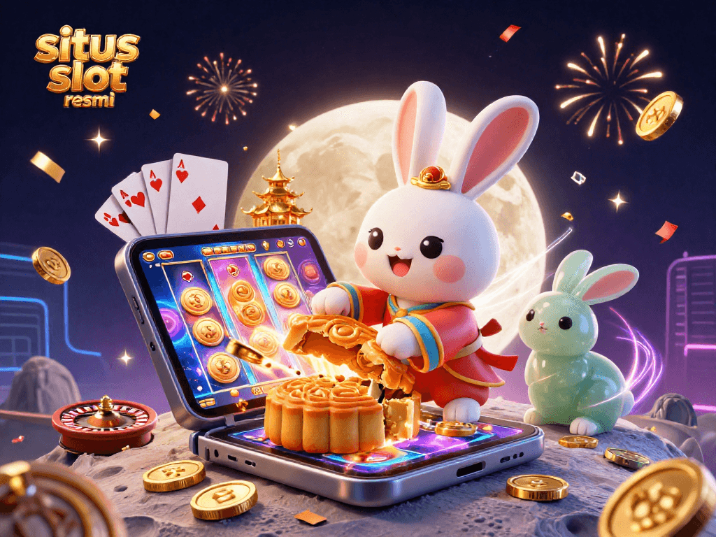Spin and win at situs slot resmi with vibrant slot games and lunar-themed characters.