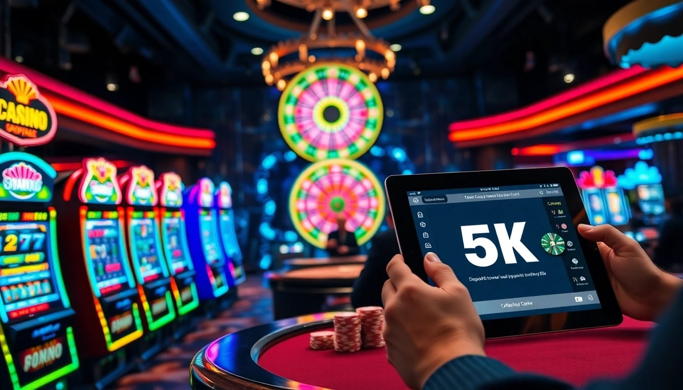 Rasakan sensasi slot depo 5k dengan visual kasino mewah dan aksi permainan yang penuh warna.
