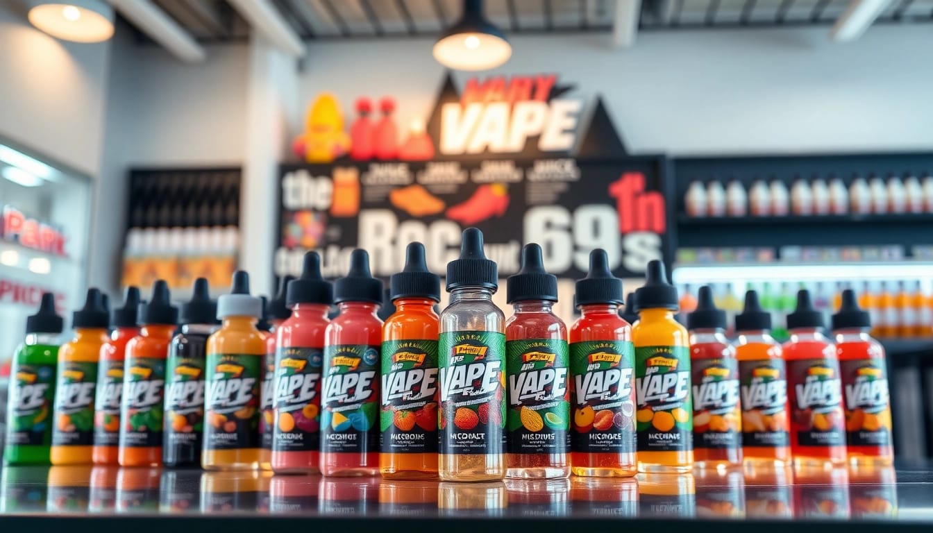 Shop quality vape juice at Vape Juice Depot displaying vibrant flavors and sleek designs.