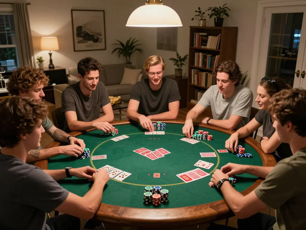 Players enjoying an exciting poker night at home with friends on uu88ae.