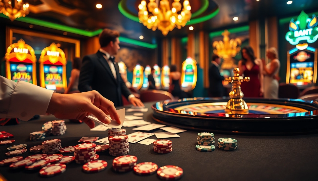 Experience thrilling poker action at https://ecogreenbuilders.in/contact/ with an elegant casino table filled with chips.