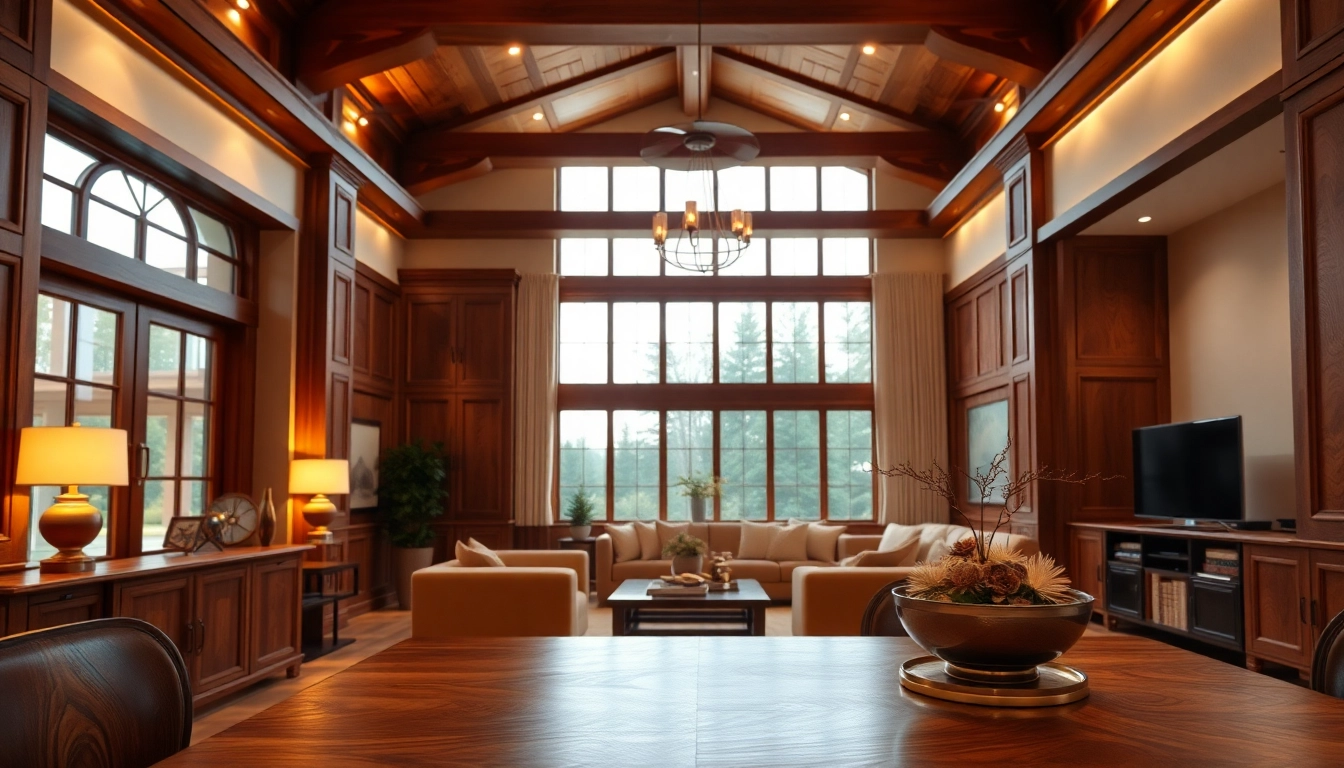 Interior architectural woodwork displayed in a modern living room with elegant wooden details.