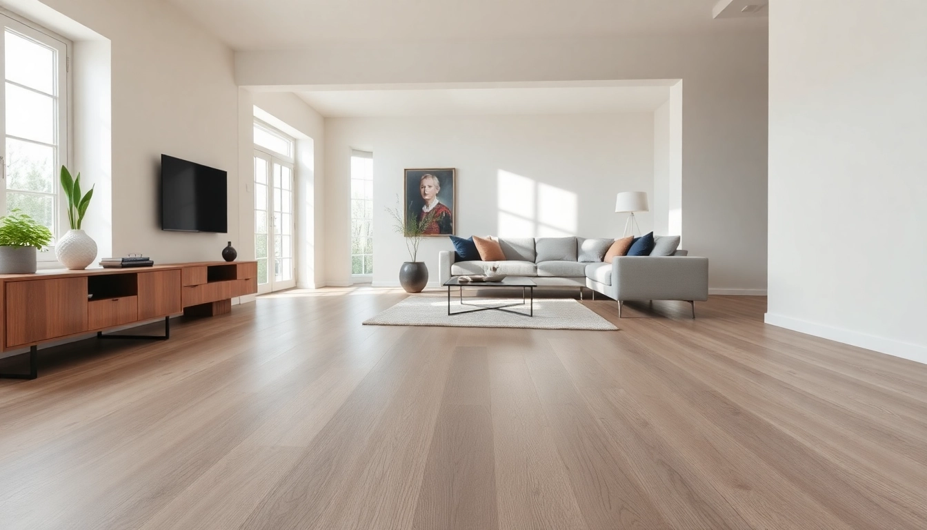 Lvp flooring near me showcased in a stylish living room with contemporary decor and natural lighting.