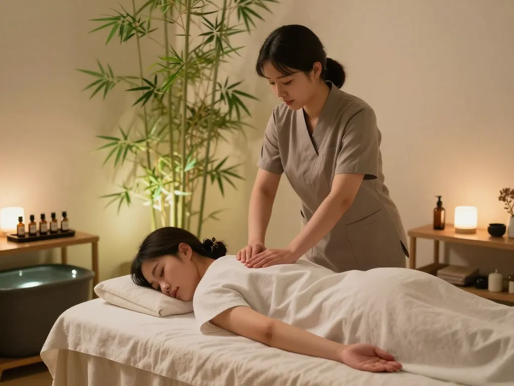 Relaxing 삼성동마사지 treatment with soothing ambiance and professional care.