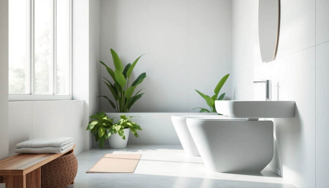 Bidet moderno in un bagno stiloso con design elegante e superficie lucida.