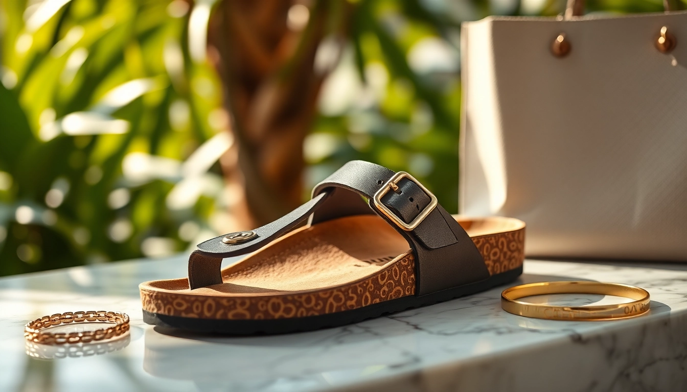 Showcasing the elegant dior birkenstock sandal on marble, highlighting its luxurious details.