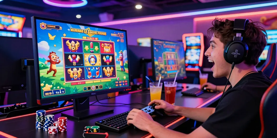 Engaging slot deposit 1000 gaming scene showcasing a player enjoying online slots with vibrant graphics.
