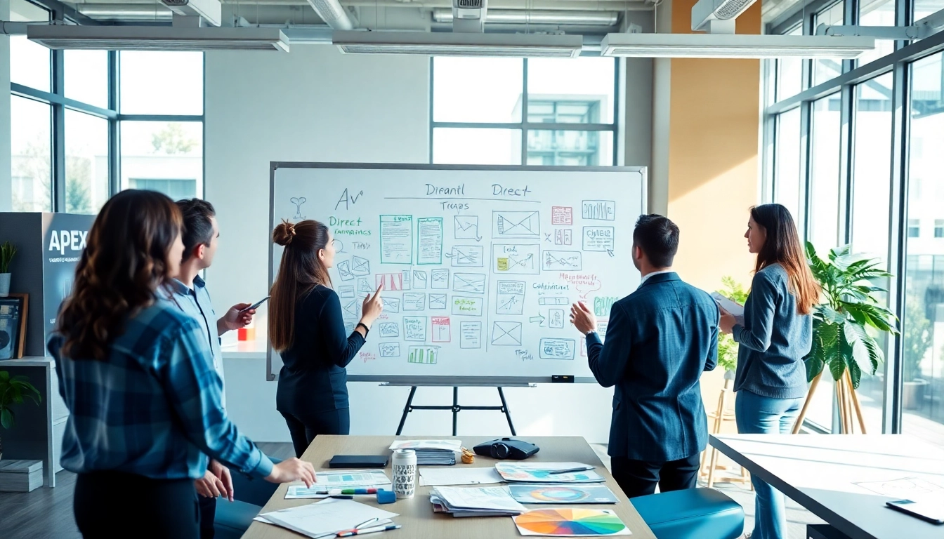 Creating engaging direct mail campaigns with Apex Direct Mail in a vibrant workspace.