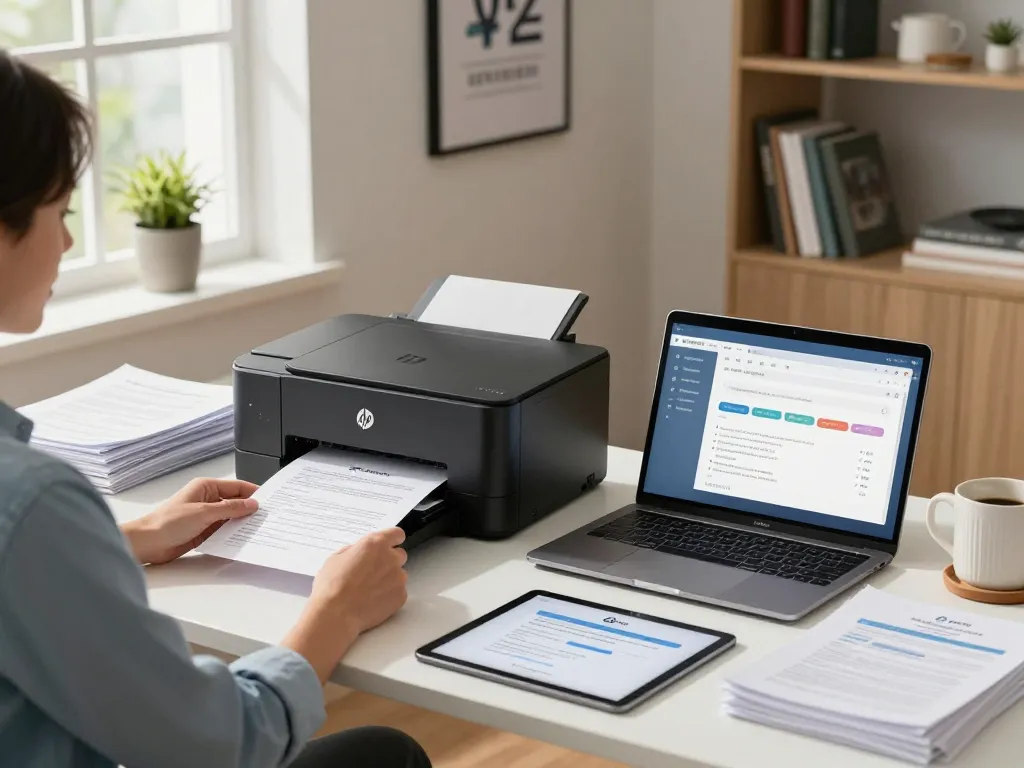 Efficiently managing document printing using the HP Smart Printer in a modern home office