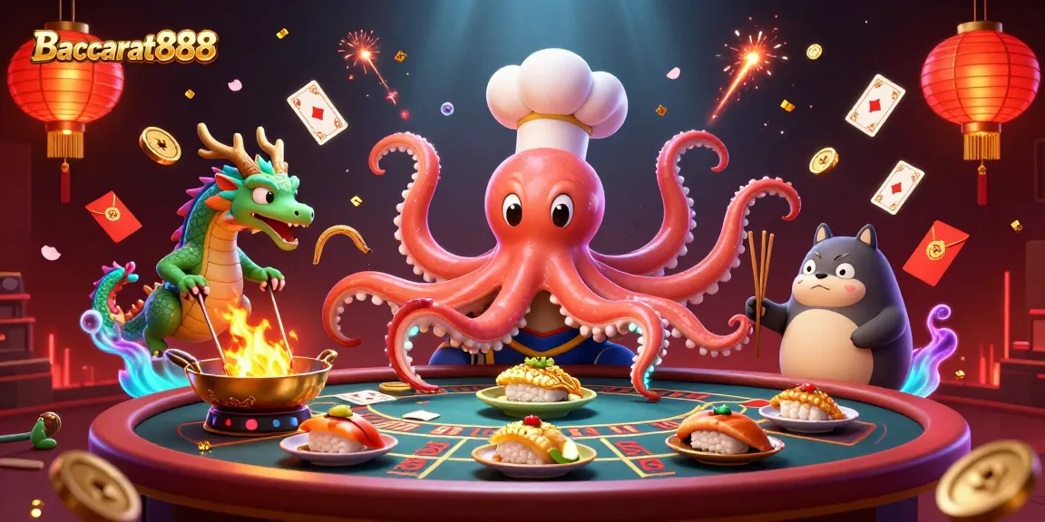 Experience high-energy Baccarat888 gaming with vibrant characters and dynamic casino elements.