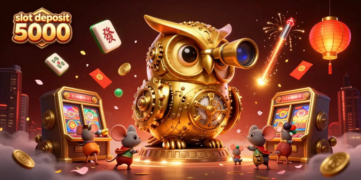 Play engaging slot deposit 5000 games with vibrant elements in a dynamic casino scene.