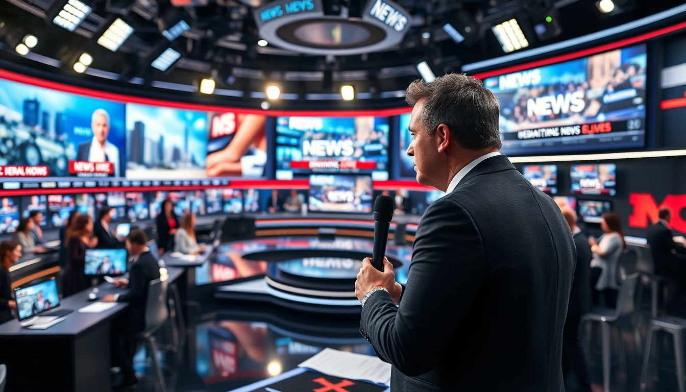 Capturing breaking News in a vibrant newsroom with dynamic visuals and active reporting.