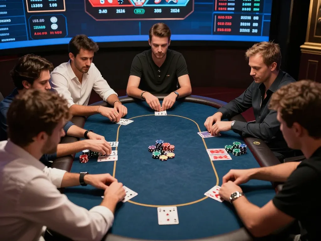 Players enjoying a lively poker game at 678vip, showcasing strategy and interaction in a vibrant online casino.
