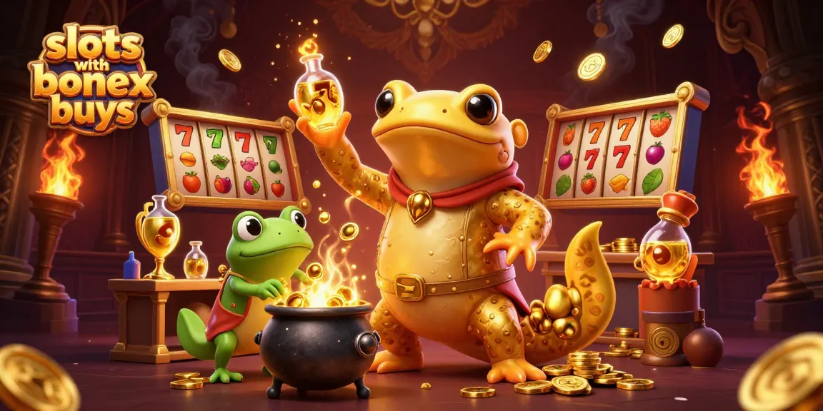 Experience thrilling slots with bonus buys featuring vibrant 3D characters and rich casino elements.