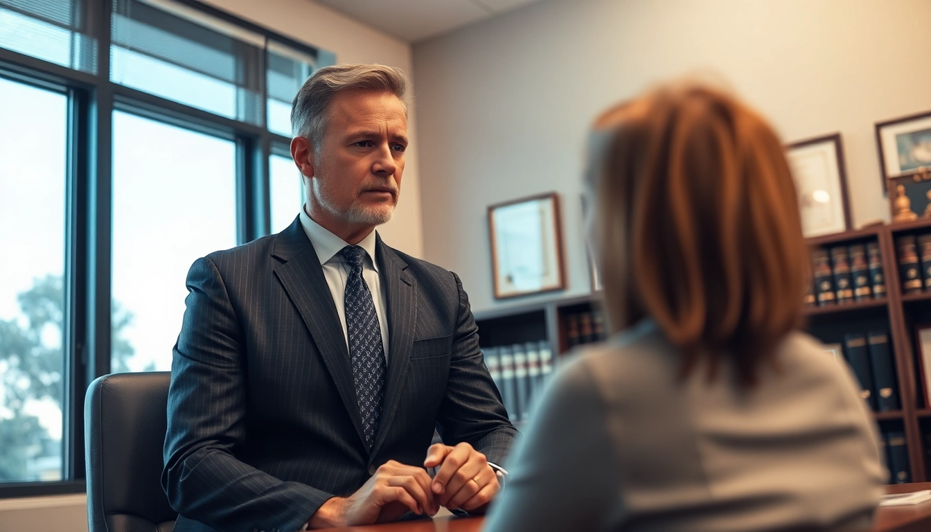 Clearwater truck accident attorney consulting a client in a well-lit office.