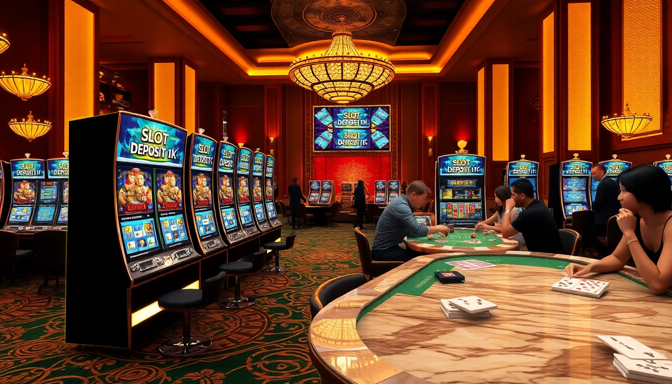 Rasakan sensasi deposit slot 1K di kasino mewah yang menampilkan mesin-mesin berwarna-warni dan pemain-pemain yang bersemangat.