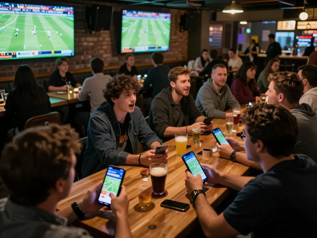 Socolive users engaging in dynamic sports betting while watching live football matches in an energetic atmosphere.