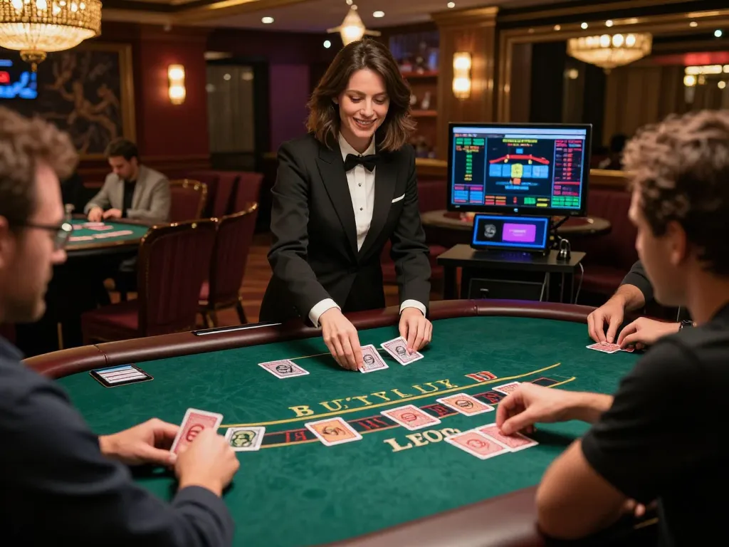 fb88 players enjoying live dealer blackjack in a luxurious online casino environment