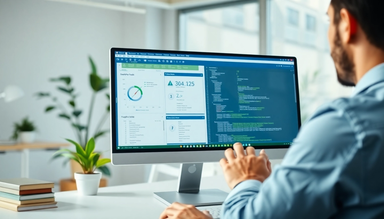 Engaging test automation tool interface in an inviting office, showcasing productivity.