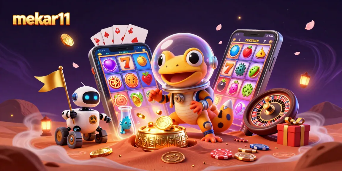 Play vibrant casino games with mekar11 in a rich, fantastical Martian scene filled with winnings.