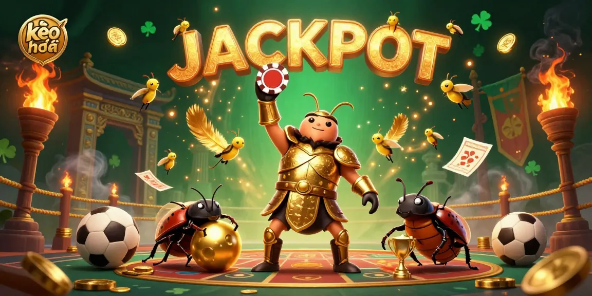 Engage with kèo nhà cái as a hercules beetle celebrates victory under glowing fireflies and golden coins.