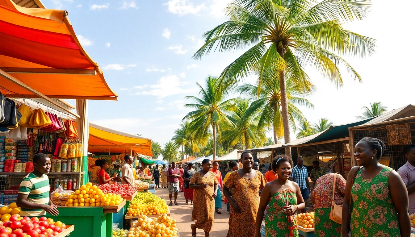Explore the vibrant marketplace of dar es salaam with locals exchanging goods and culture.