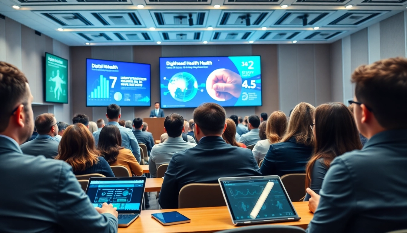 Attendees engaging at the digital health and enterprise technology conference, highlighting discussions and networking.