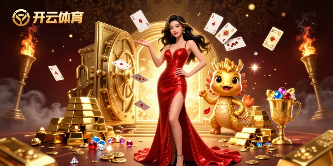 体验开云体育的刺激，一个优雅的游戏场景 featuring 一位惊艳的女性和金色的财富。