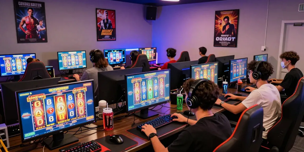 Online players enjoying slot gacor games in a vibrant gaming lounge.