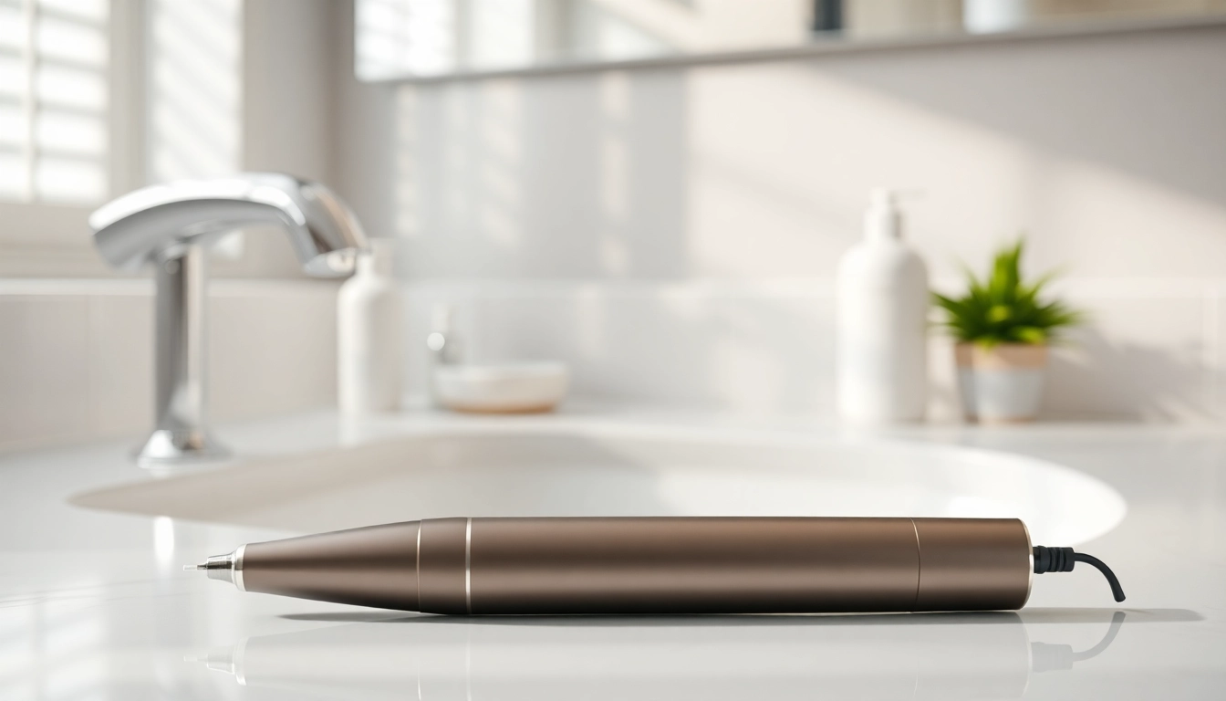 Painless mole freckle pen on a clean countertop, showcasing its modern design and adjustable settings for effective skin care.