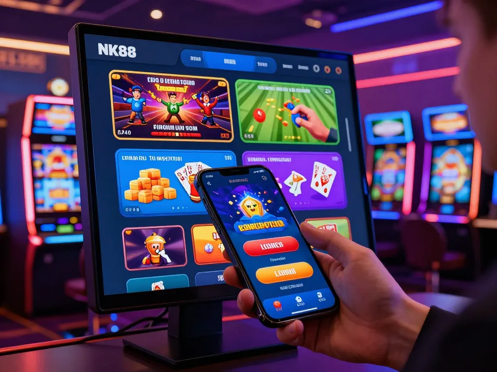 Exciting gaming interface showcasing nk88 nhà cái, highlighting online betting and casino games.