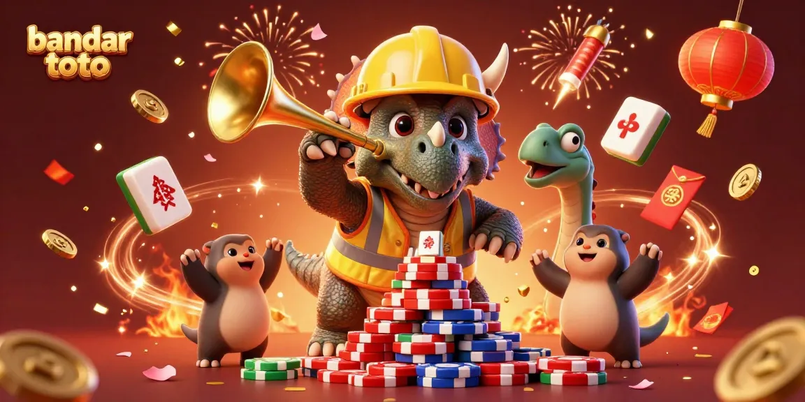 Experience excitement with bandar toto in this dynamic 3D casino illustration filled with celebrations.