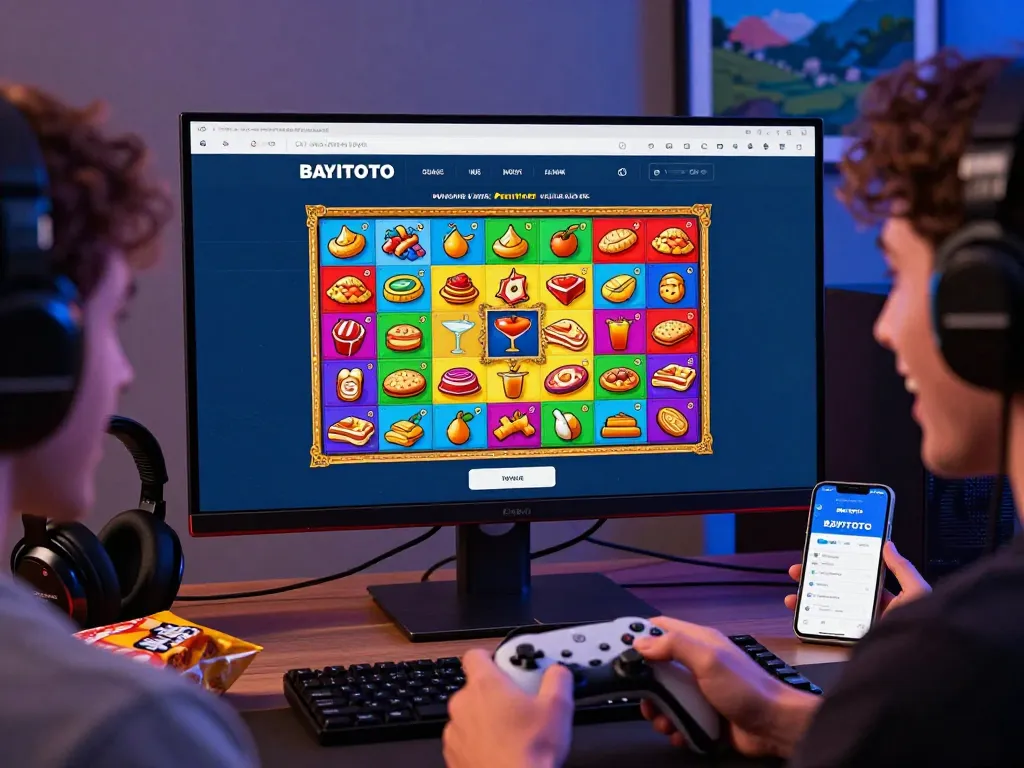 Engaging gaming environment featuring BAYITOTO with user interface and lottery games, creating an immersive online experience.