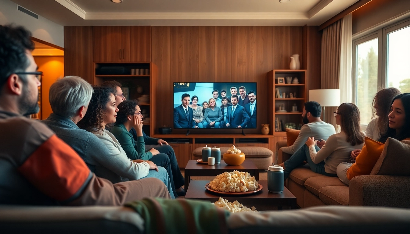 Engage with your friends while watching TV series online free in a cozy living room setting.