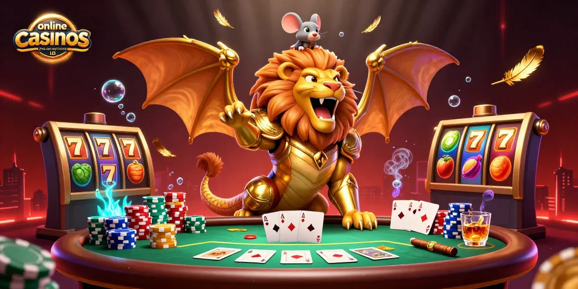 Engage with online casinos that accept credit cards uk featuring a majestic chimera and poker elements.
