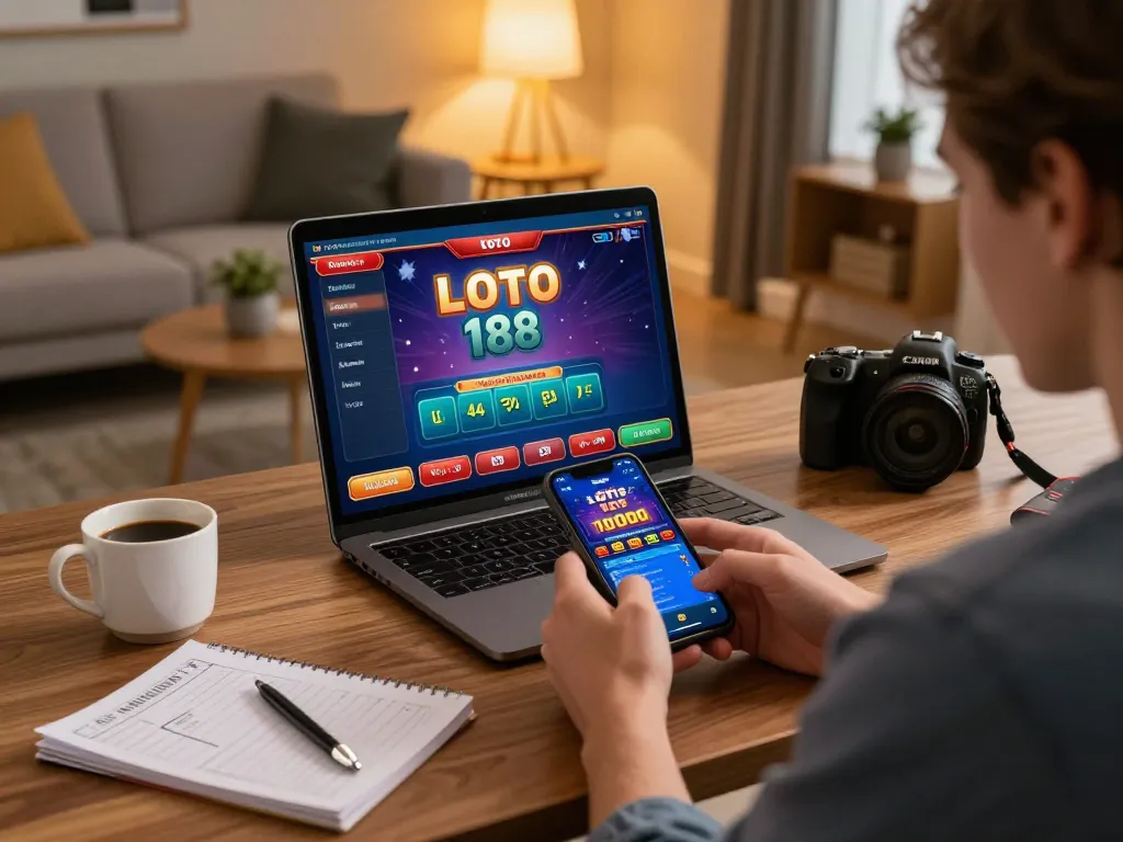 Engaging with LOTO 188 on mobile app for exciting gaming experience.